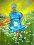 DESCONOCIDO, Lucy In the Field With Flowers, oleo sobre lienzo