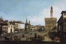 Bernardo Bellotto (Venecia, 1722-Varsovia, 1780). La Piazza della Signoria en Florencia, 1742 (The Piazza della Signoria in Florence), Óleo sobre lienzo. 61 x 90 cm. Budapest, Szépmüvészeti Múzeum.