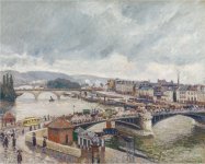 PISSARRO, Camille, Pont Boieldieu y Pont Corneille, Ruán, efecto de lluvia, 1896, Staatliche Kunsthalle, Karlsruhe