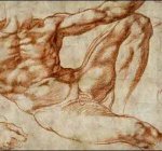 1510 Estudio para 'La creación de Adán', lápiz rojo sobre papel, 19'3 x 25'9 cm., British Museum, Londres