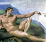 1512 La creación de Adán,  pintura al fresco, 280 x 570 cm., Capilla Sixtina, San Pedro, Vaticano [Detalle]