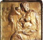 1490 Madonna della scala, m&aacute;rmol, 56'7 x 40'1 cm., Casa Buonarroti, Florencia [Detalle]