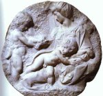 1502 Virgen con el niño y San Juan (Tondo Taddei), mármol, 109 cm., diámetro, Royal Academy of Arts, Londres [Detalle]