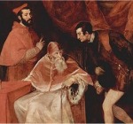 1546 Paulo III Farnese con sus sobrinos Alessandro y Ottavio Farnese [Detalle]