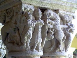 Capitel rom&aacute;nico de la iglesia de la Colegiata de Santillana del Mar