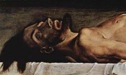 Detalle de El cuerpo de Cristo muerto en la tumba, de Hans Holbein