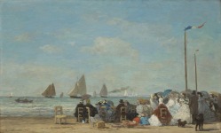 Eug&egrave;ne Boudin, Escena en la playa de Trouville, 1863