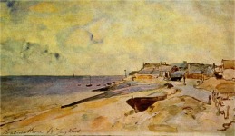 Johan Barthold Jongkind,  Playa de Sainte-Adresse, acuarela (1863)