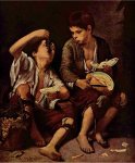 MURILLO, Bartolomé Esteban, Dos niños comiendo melón y uvas, Alte Pinakothek, Alemania