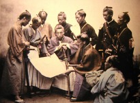 Samuráis del clan Satsuma, aliados con la facción imperial durante las Guerras del Boshin