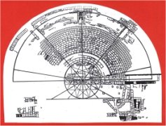 Dibujo de la planta del teatro romano