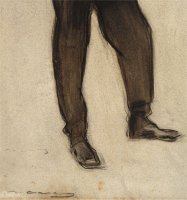 Isidre Nonell i Monturiol, pintor (Barcelona 1873-1911), hacia 1897-99, carboncillo, mina conté y tinta pulverizada sobre papel, 64 x 30 cm.