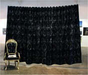 M&oacute;nica Mu&ntilde;oz Cid, ‘La Familia’, lin&oacute;leo sobre tela estampada, 11&deg; Encuentro Estatal Arte Contempor&aacute;neo