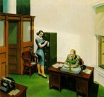 1940  'Office at night (Oficina por la noche), &oacute;leo sobre lienzo, 56'4 x 63'8 cm., Walker Art Center,Minneapolis [Detalle]