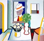 1997 Untitled (Table with Two Vases of Flowers), pintura sobre papel, 153 x 101.9 cm