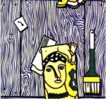 1973 'Trompe l'oeil con cabeza de L&eacute;ger y brocha', Magna sobre tela, 116'8 x 91'4 cm., Col. particular [Detalle]