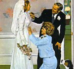 1961, 1 de abril, La regla de oro, portada de "Saturday Evening Post". Óleo sobre lienzo, 113'5 x 100'5 cm.,  Stockbridge, MA, The Norman Rockwell Museum [Detalle]