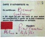 Piero Manzoni, "Certificado de autenticidad de Bruno Galvani", 1961