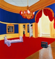 Dexter Dalwood, The Queen´s Bedroom, 1998 (El dormitorio de la Reina, 1998) Óleo sobre lienzo 193 x 183 cm.