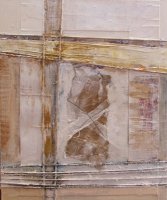 MONTIJANO, Marc, Crucifixión 04, (Serie Crucifixión), Técnica mixta y collage sobre madera, 73 x 60 cm., 2007, Col. del autor.