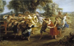 Peter Paul Rubens, Danza de aldeanos, 1635, óleo sobre tabla, 73×106 cm., Museo del Prado, Madrid,  España