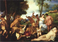 Tiziano, La bacanal de los andrios (Il Baccanale degli Andrii), h. 1523-1526, &oacute;leo sobre lienzo, 175&times;193 cm., 