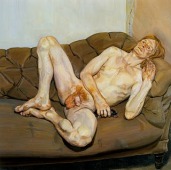 Lucian Freud, Hombre desnudo con rata, &oacute;leo sobre lienzo, 1977-78