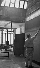 Rothko in his West 53rd Street studio, painting what may be a version of Untitled,1952-1953 (Guggenheim Museum, Bilbao), photograph by Henry Elkan, c. 1953