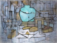 MONDRIAN, Piet, Bodeg&oacute;n con jarra de jengibre II, 1912, &oacute;leo sobre lienzo, 95,2 x 120 cm., Guggenheim Museum. Nueva York.