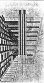 Sant’Elia, Vía secundaria para peatones, con ascensores en el medio, 1914.