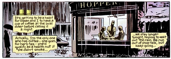 Homenaje de Mazzucchelli al Nighthawks de Hopper
