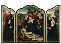 BENSON, Ambrosius, Lamentación sobre Cristo crucificado, óleo sobre tabla