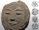 Tejas con faz humana del reino Wu del Este que muestran expresiones de alegría, angustia, calma o furia