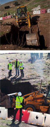 Trabajos de excavación en el lugar que se cree están los restos del poeta granadino García Lorca