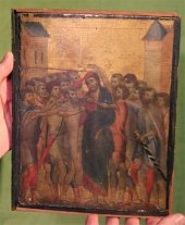 El Cristo burlado, del maestro italiano Cimabue, pintado sobre madera de álamo de 25’8 x 20’3 cm.