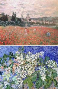 'Ramas de castaño en flor' (1890) de Vincent Van Gogh, y 'Campo de amapolas cerca de Vétheuil' (1880) de Claude Monet