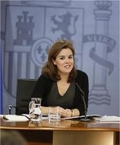 La vicepresidenta del gobierno español durante su comparecencia de este viernes