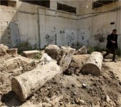 Segmentos de columnas de mármol hallados en Gaza