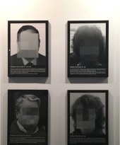 Detalle de la pieza “Presos políticos”, de Santiago Sierra que incluye 24 retratos de diferentes personas encarceladas en España