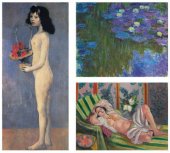 Tres de las piezas más destacadas: “Fillette a la corbeille fleurie” de Picasso; "Odalisque couchée aux magnolias" (1923) de Matisse; y “Nymphéas en fleur" (1914-17) de Monet