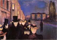 Munch, Atardecer en Karl Johan, 1892.